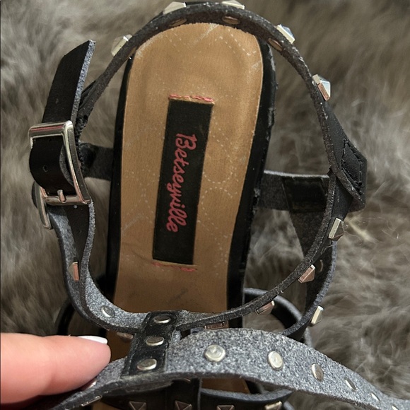 Betsey Johnson Black Strappy Studded Sandals - Picture 4 of 5